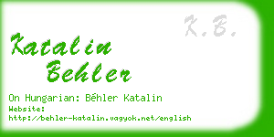 katalin behler business card